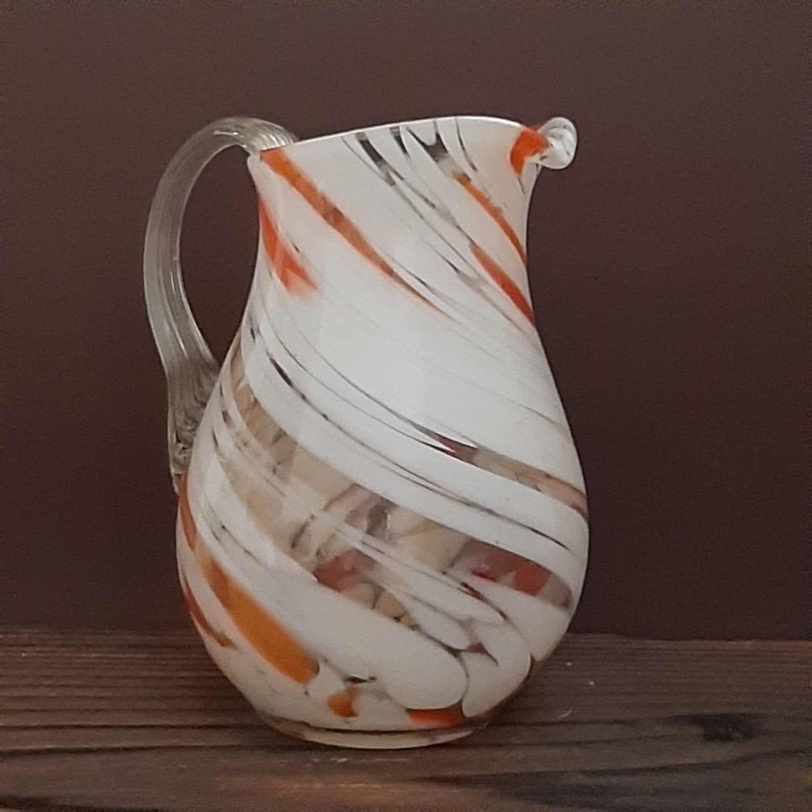 Glass pitcher small vintage Farmhouse pitcher vase for flowers Etsy