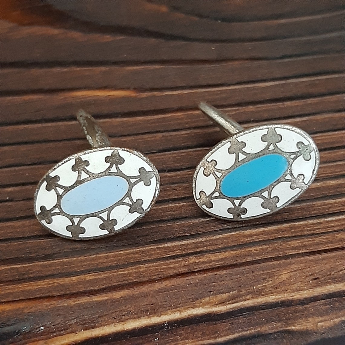Blue enamel cufflinks vintage Soviet swank cufflinks Christmas Etsy