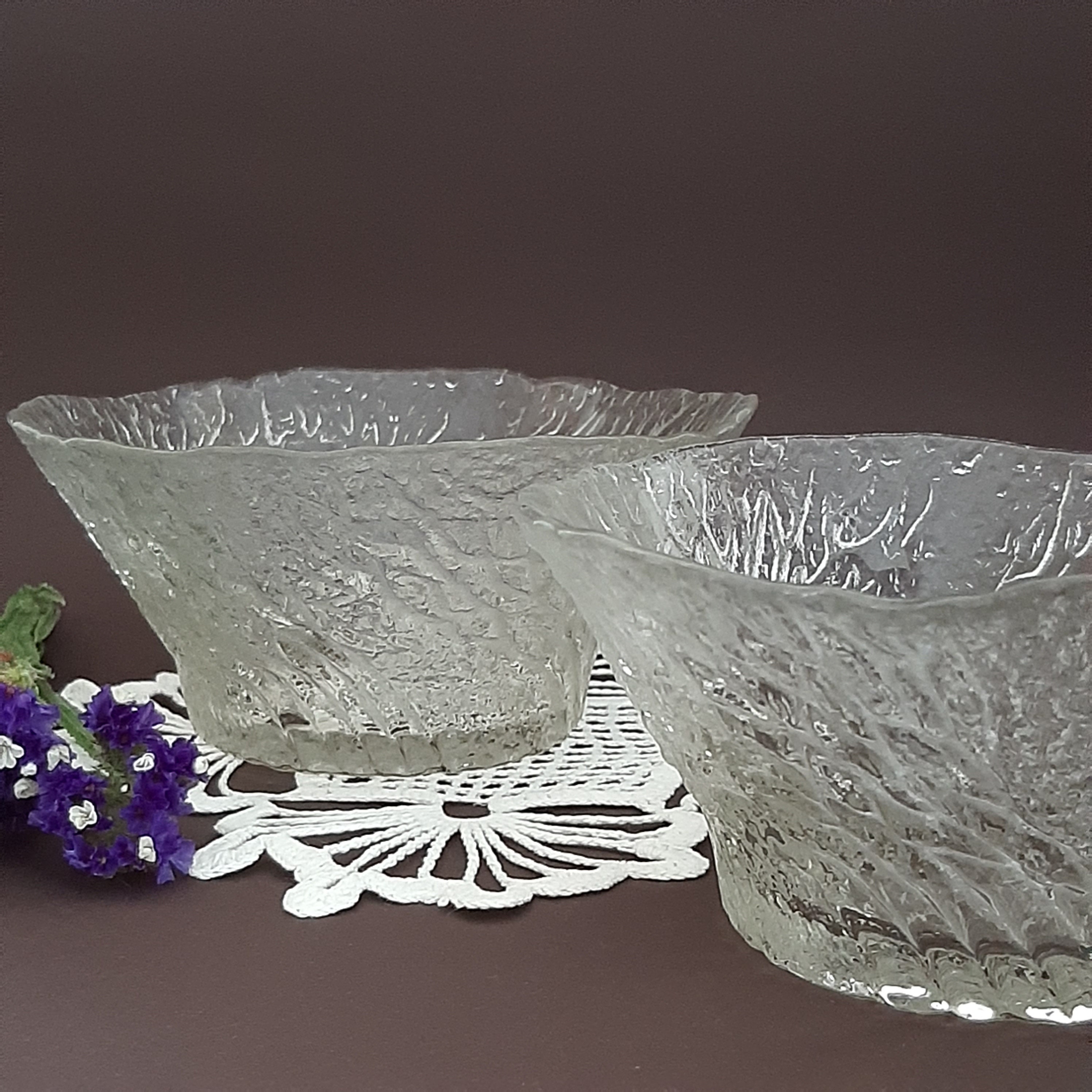 Glass soup bowl set Glass salad bowls vintage Clear glass Etsy