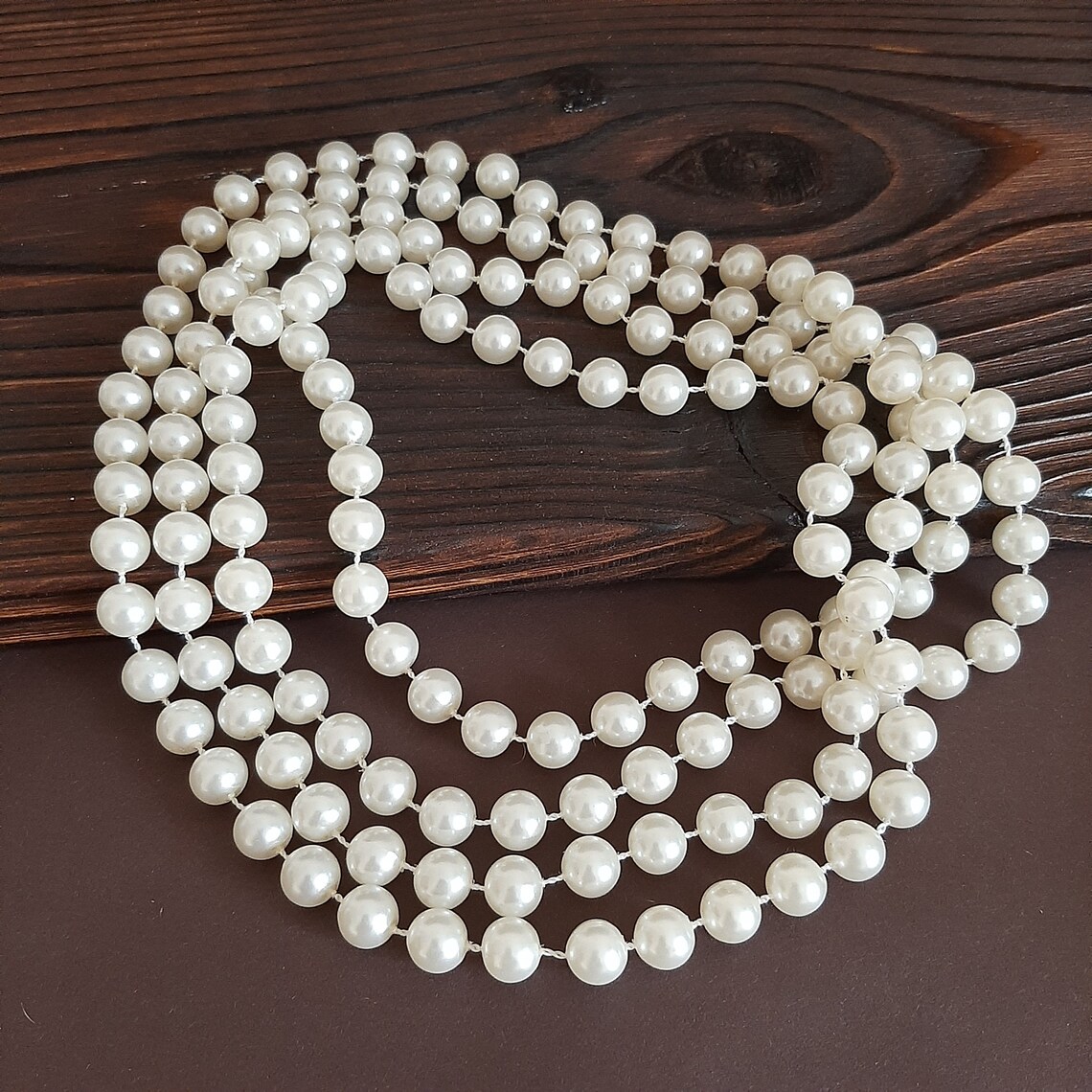 Vintage pearl long necklace Gatsby necklace string of pearls Etsy