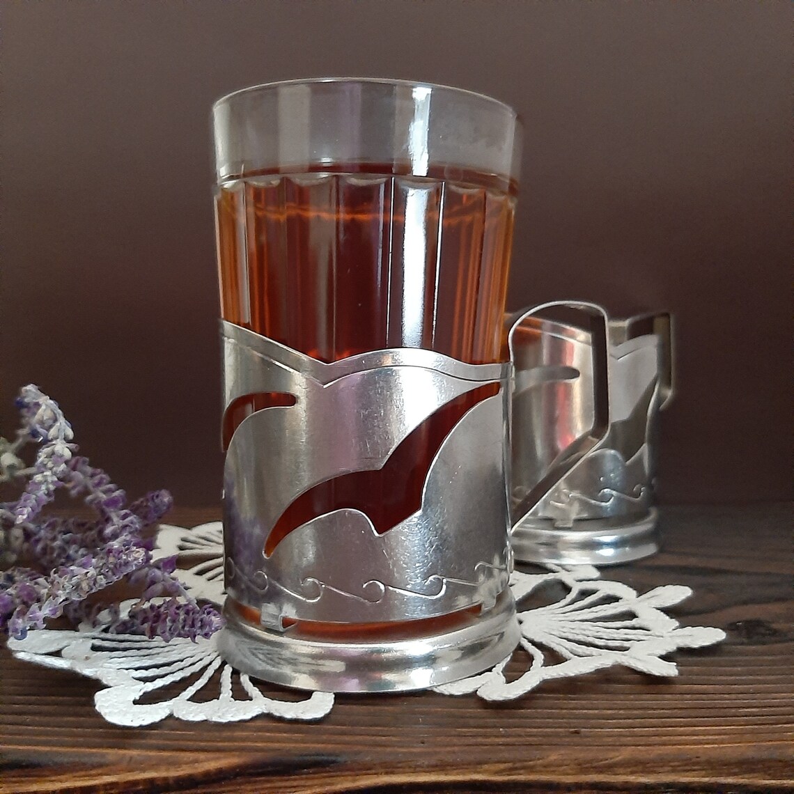 Soviet PODSTAKANNIK Russian tea glass holder set of 2 Vintage Etsy