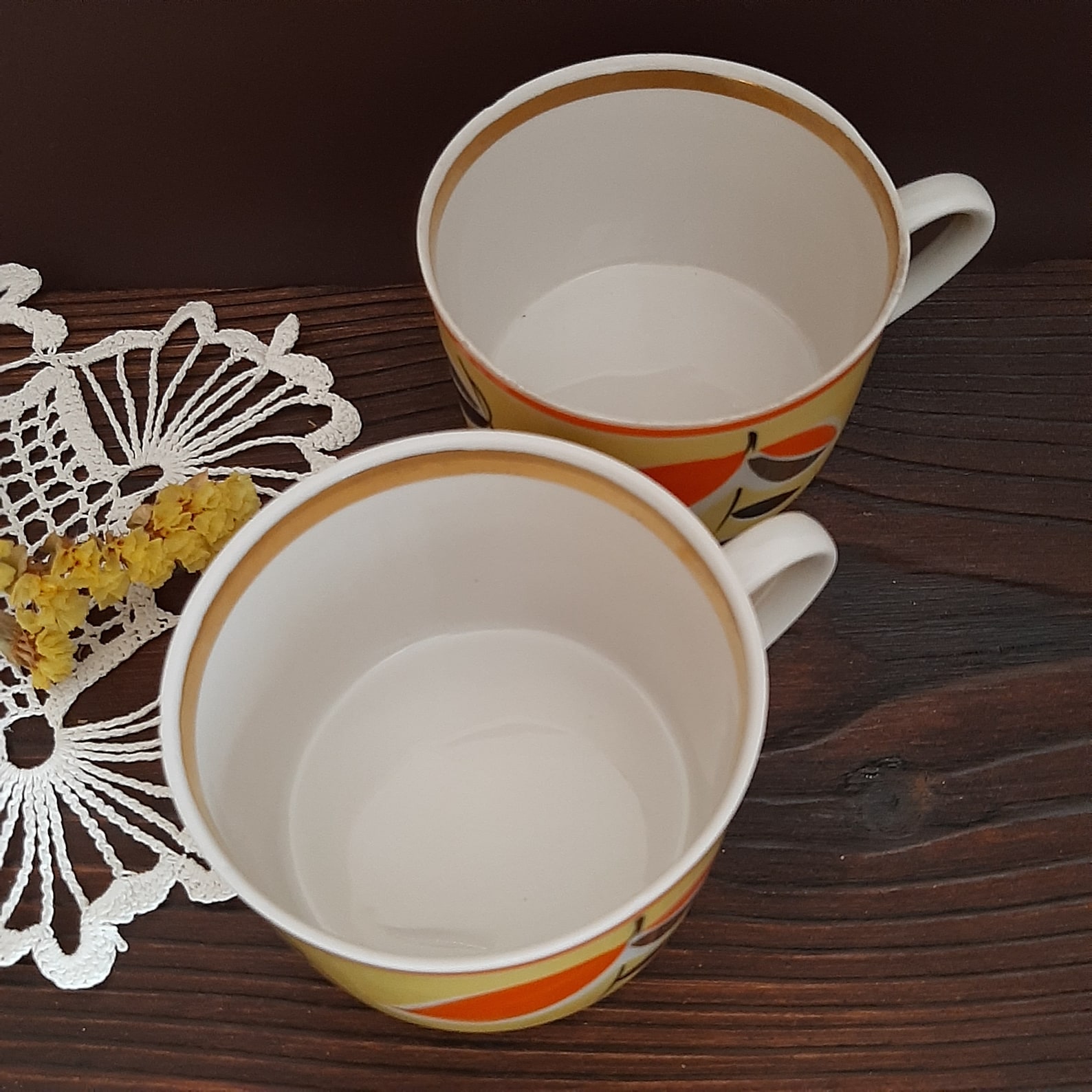 Russian tea cup Soviet tea cup Yellow coffee cup vintage set Etsy