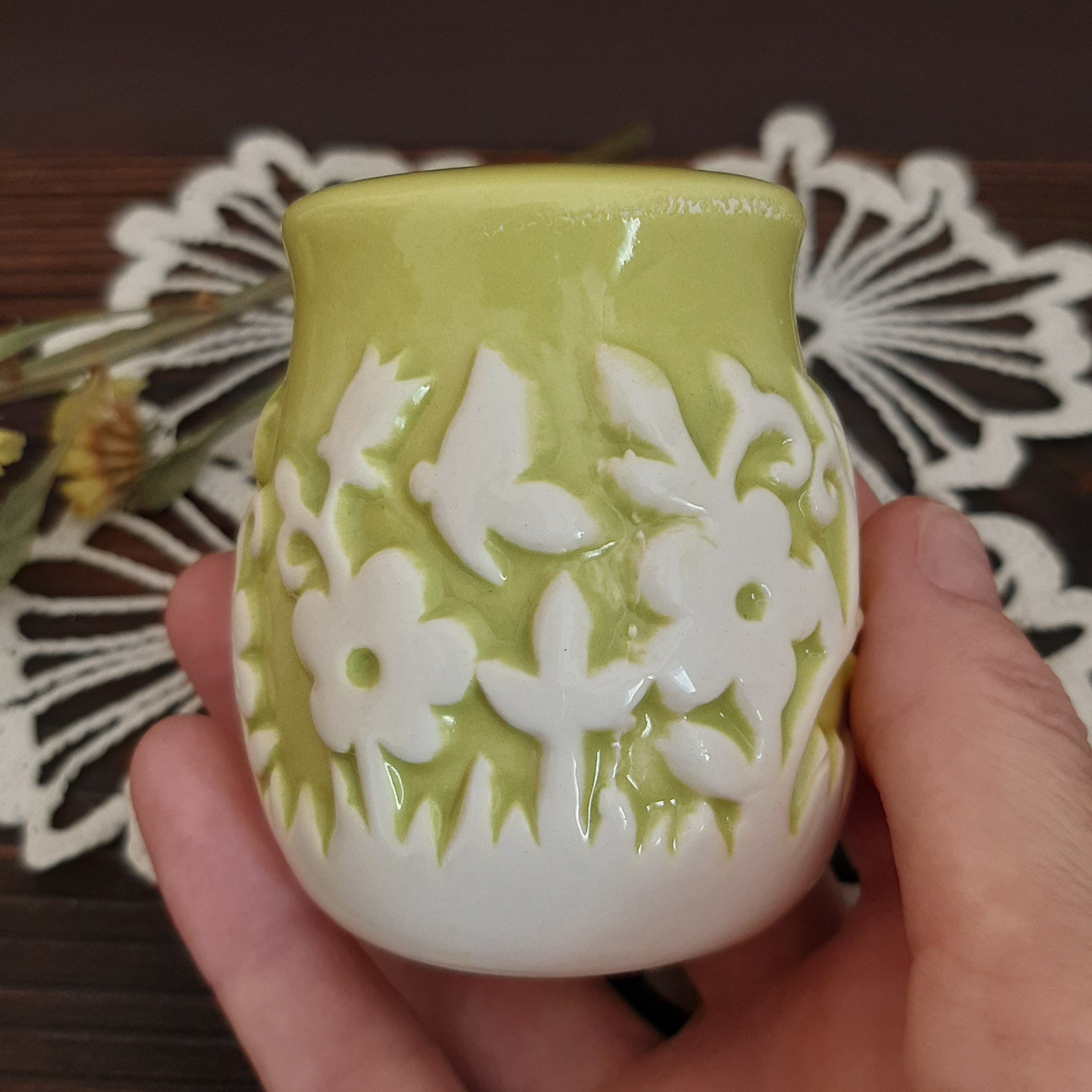 Green salt shakers Single ceramic salt shaker vintage Cottage Etsy