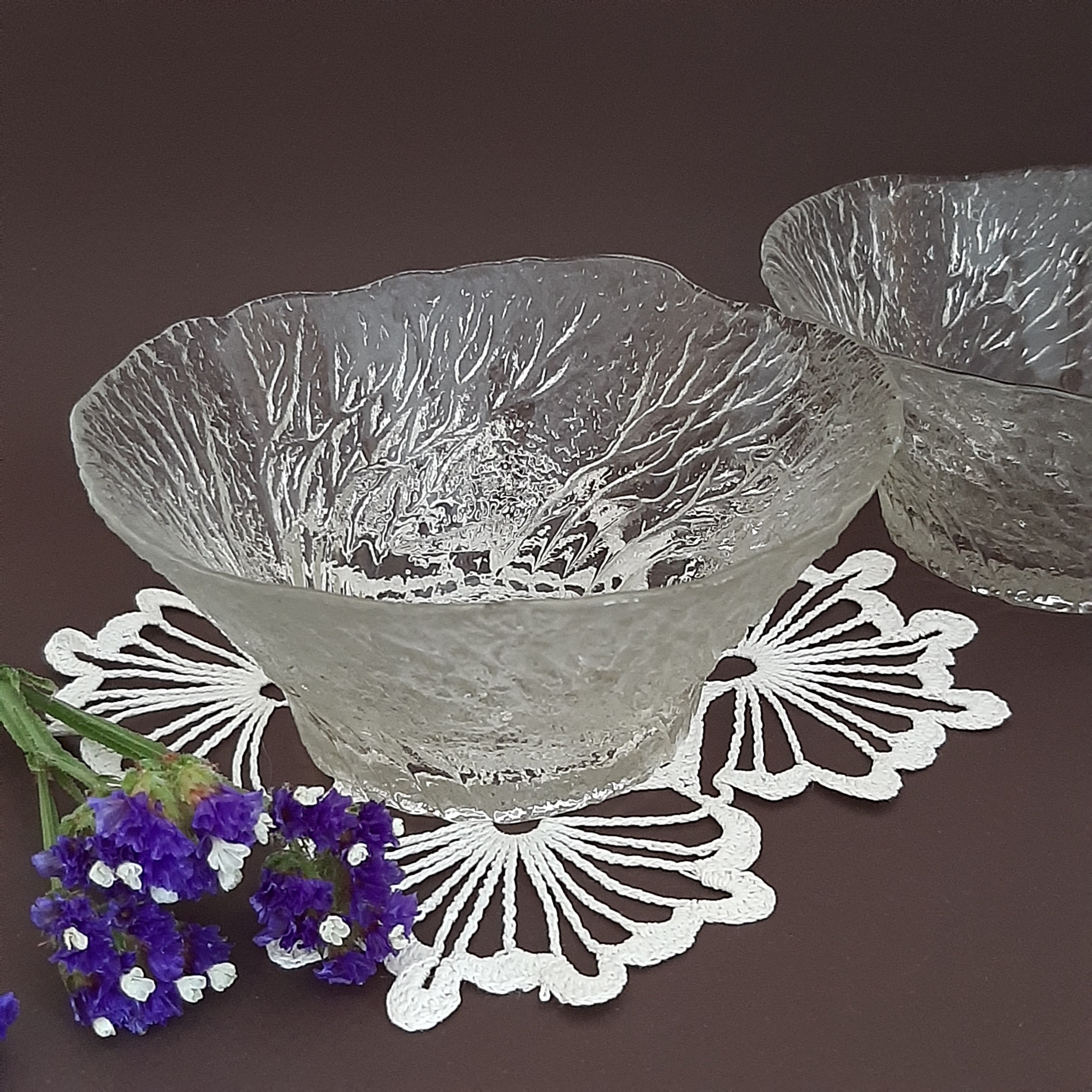 Glass soup bowl set Glass salad bowls vintage Clear glass Etsy