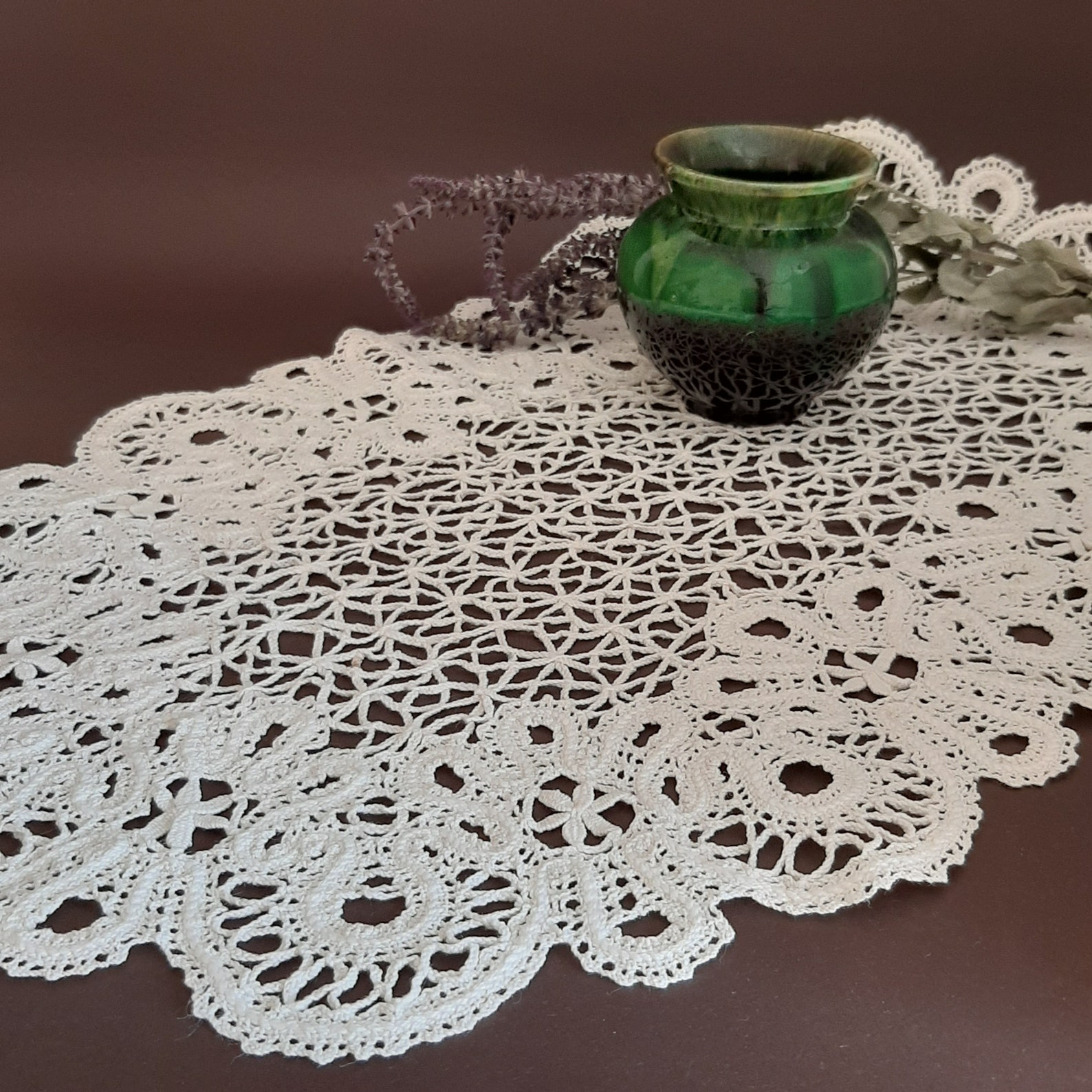 Vintage lace dresser doilies Small table runner Rustic doilies Etsy