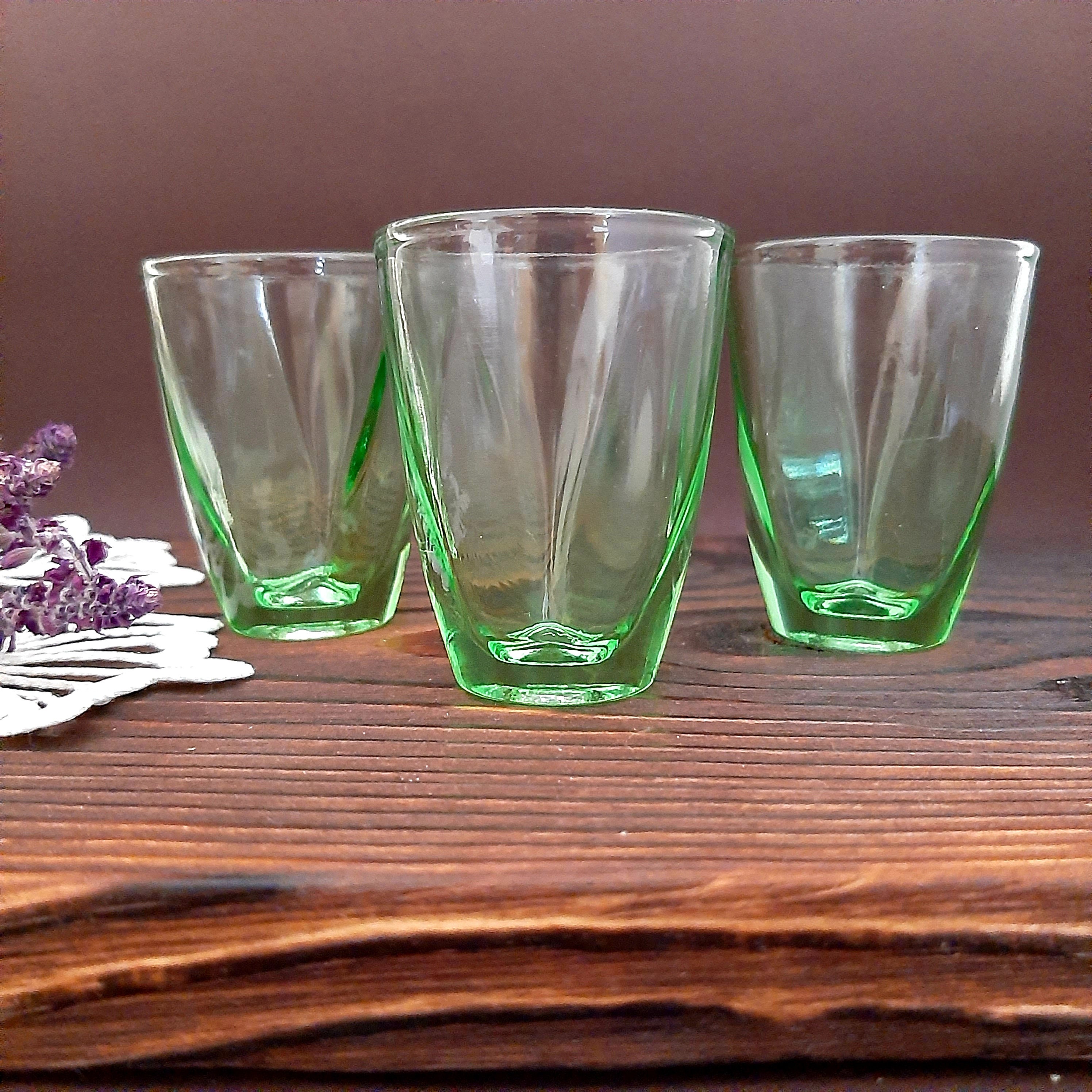Vintage shot glasses Depression glass green Barware glasses Etsy