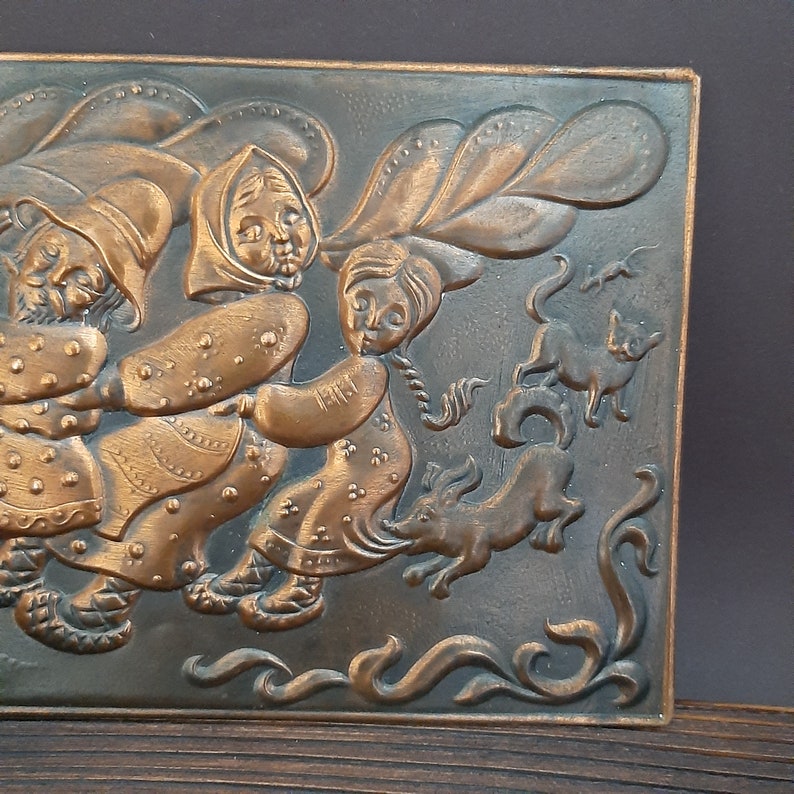 Chasing vintage Copper relief picture Soviet copper wall art Etsy