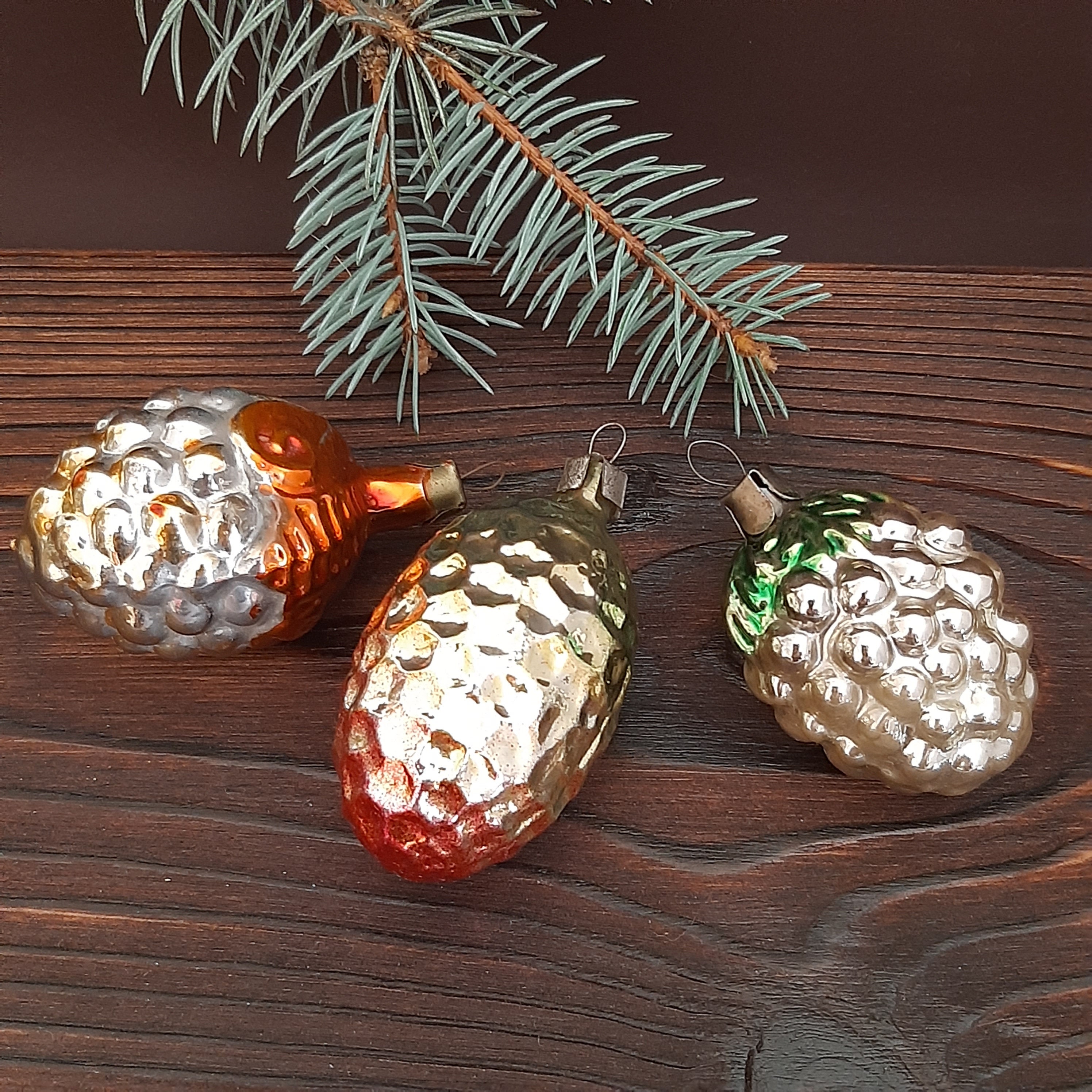 Vintage Christmas ornament Glass pinecone decorations Etsy