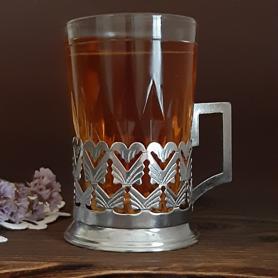 Vintage tea glasses with holder Soviet podstakannik Russian Etsy