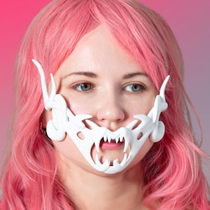 Fantasy Ansiktsmask Ornament Tänder Kind Magi Cosplay Kostym Käke Pansar