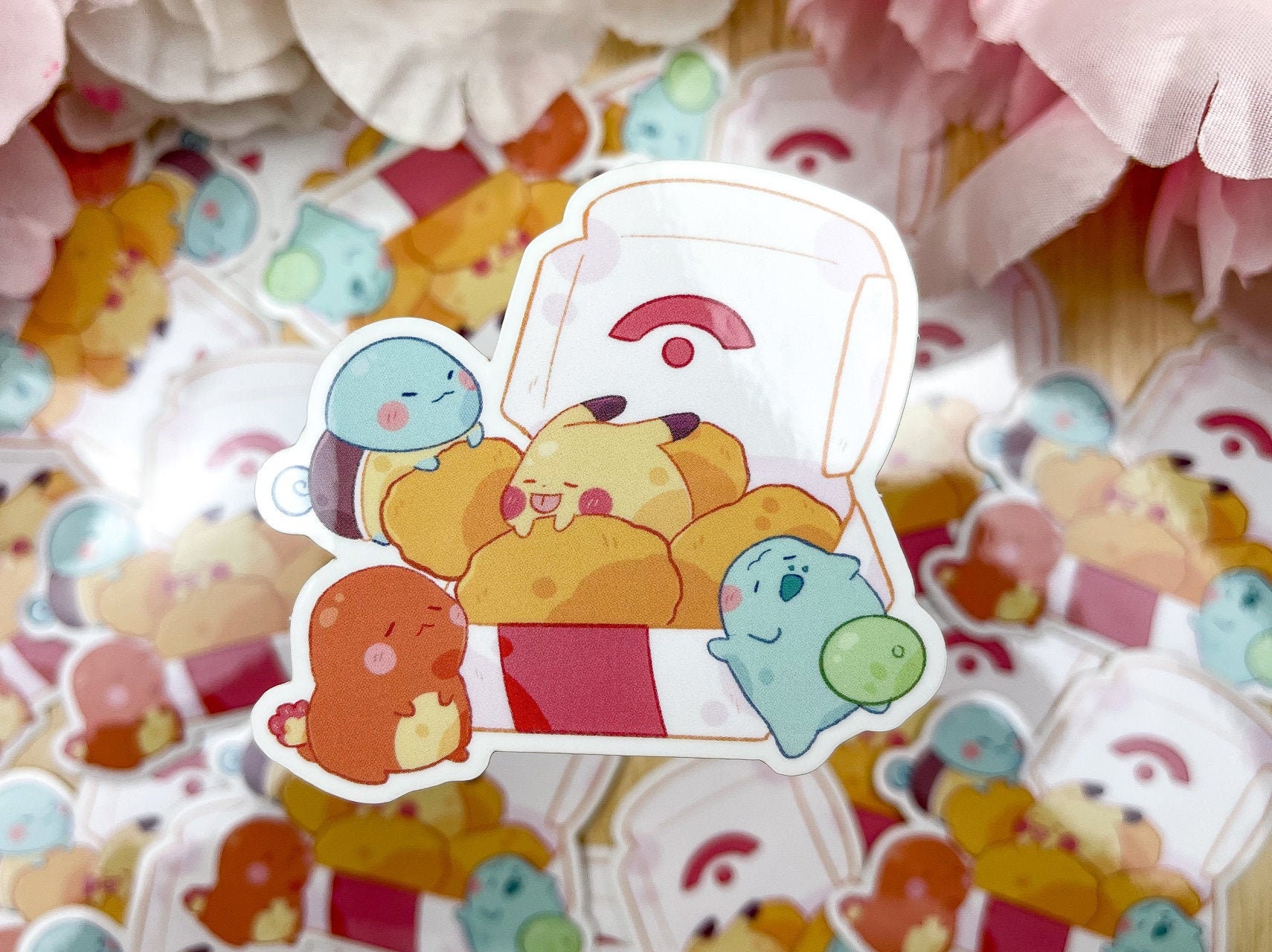 Clear Vinyl Kanto Starters // Nuggies and Pals Sticker // Cute Video …