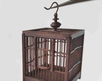 Tiny Asian birdcage or insects terrarium, 1-12 dollhouse, abandoned house diorama