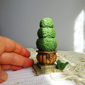 Beautiful old Topiary Tree Figurine,  Miniature Garden Decor for dollhouse 1:12, Shabby Chic Plant Pot Statue