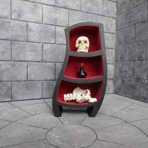 Miniature Gothic Bookshelf, Halloween Dollhouse Furniture, Spooky Curio Cabinet, 1:12 Scale, 3D Printed Bookshelf with or Without Props