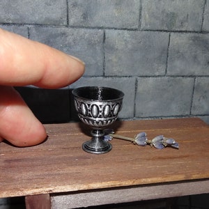 Miniature goblet, 1inch tall, gothic chalice, haunted house, medieval castle, poison vessel.