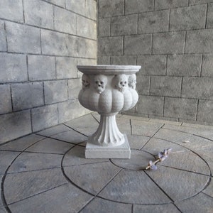 Concrete look miniature cemetery urn, haunted dollhouse, Halloween, horror scene, 1:12 scale