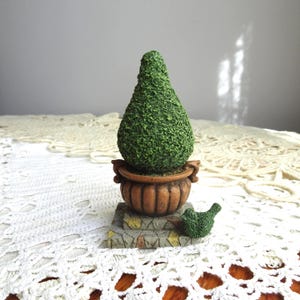 Vintage Resin Topiary Tree Figurine,  Miniature Garden Decor for dollhouse 1:12, Shabby Chic Plant Pot Statue