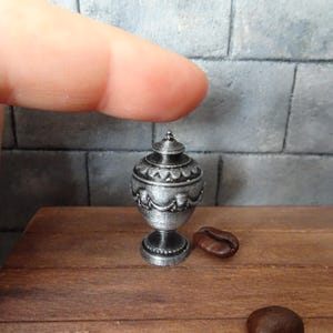 Miniature narrow urn for ashes, haunted dollhouse, Halloween, horror scene, 1:12 scale