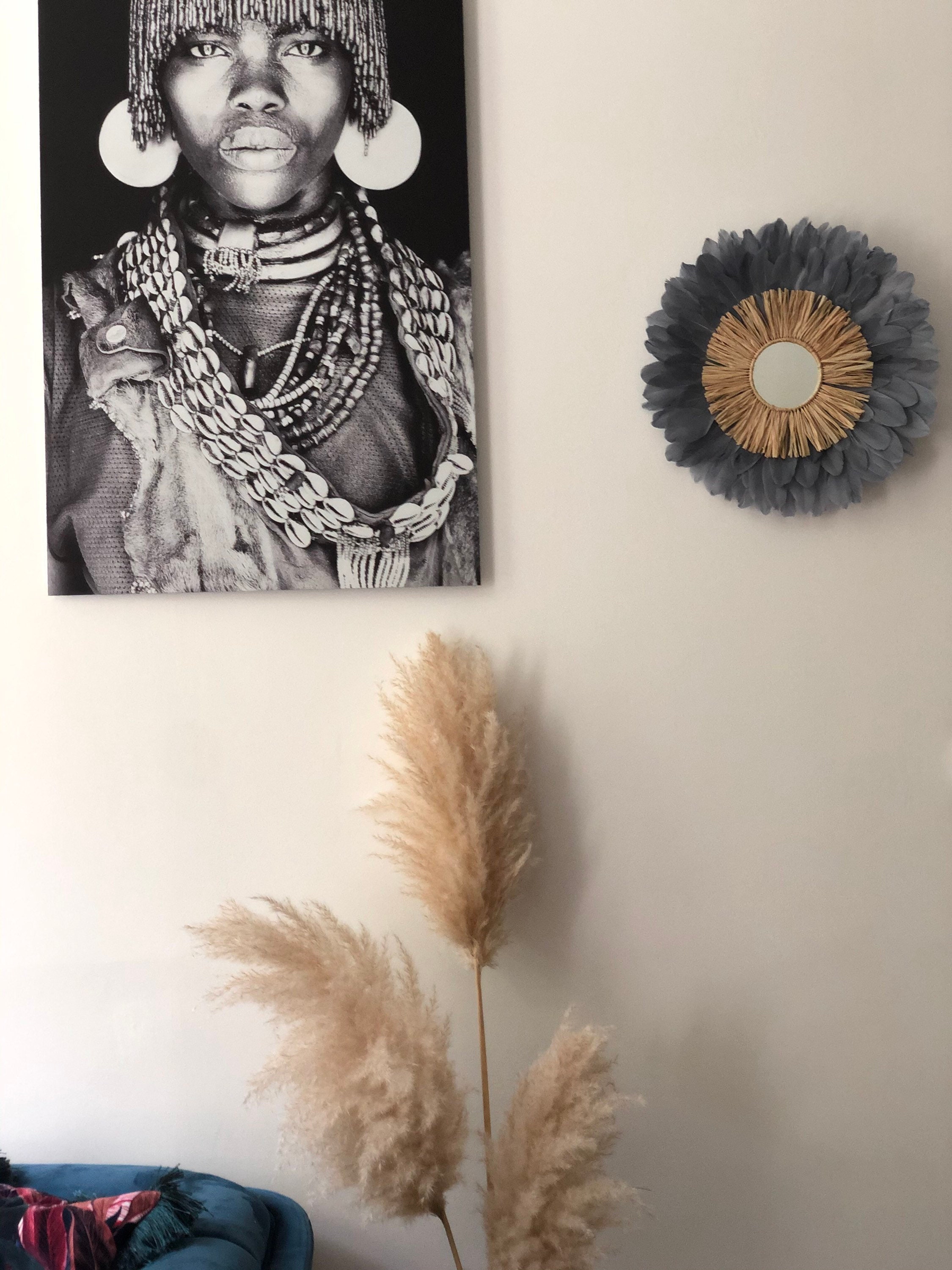 Jujuhat Juju Hat Raffia Feather Mirror 50 Cm in Diameter Etsy