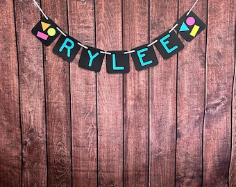 80s Themed Party Decor, Personalized Name Banner