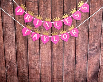 Princess Birthday Theme, Princess Baby Shower, Personalized Name Banner