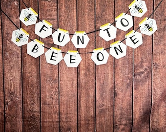 Fun to Be One, Bee Birthday Banner, First Bee Day Banner, Bee Party Decor, Bee First Birthday, Bee Birthday Decor, First Bee Day Decorations