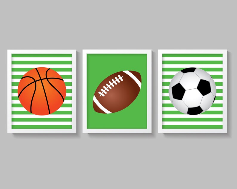 Sports Nursery Wall Decor Sports Wall Art Baby Boy Green Etsy