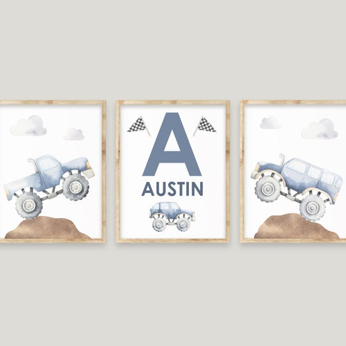 Monster Truck Wall Art Decor for Boy Nursery or Etsy