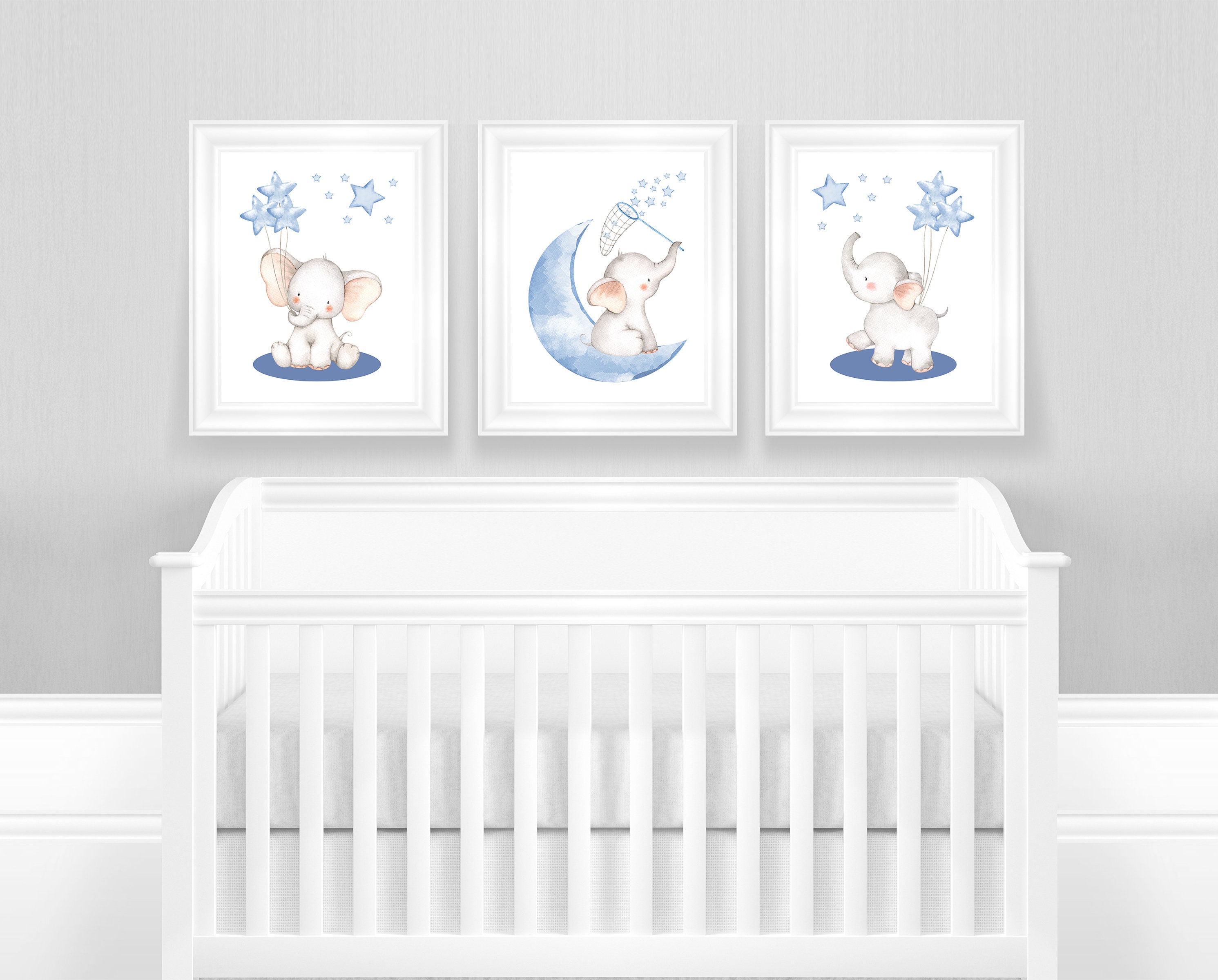 Elephant Nursery Wall Decor, Baby Boy Nursery Decor, Navy Blue ...