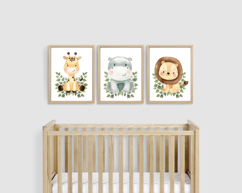 Safari Jungle Animals Nursery Wall Decor Animals Nursery Wall Etsy