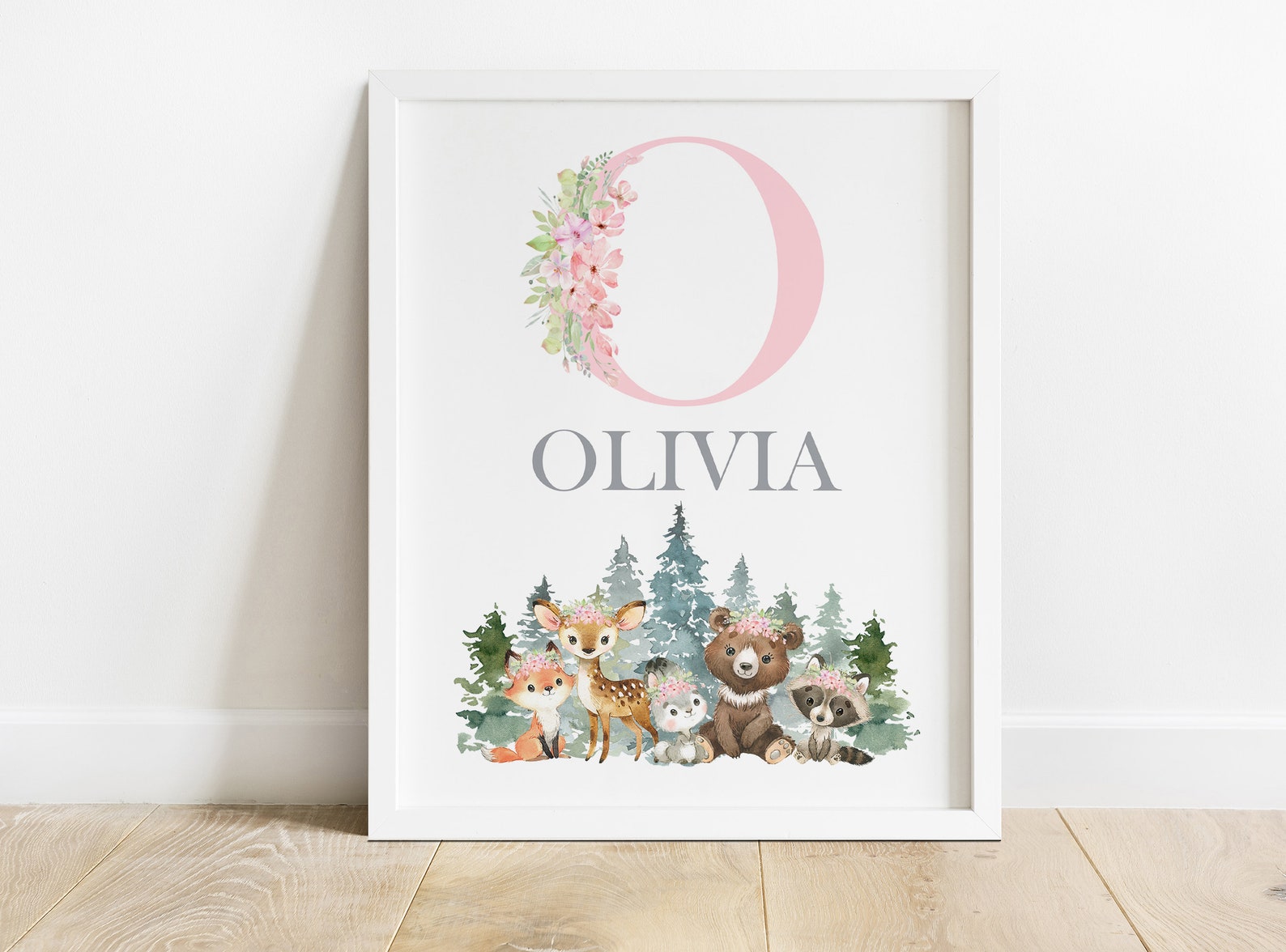 Woodland Nursery Wall Decor, Forest Animals Wall Art, Baby Girl Nursery ...