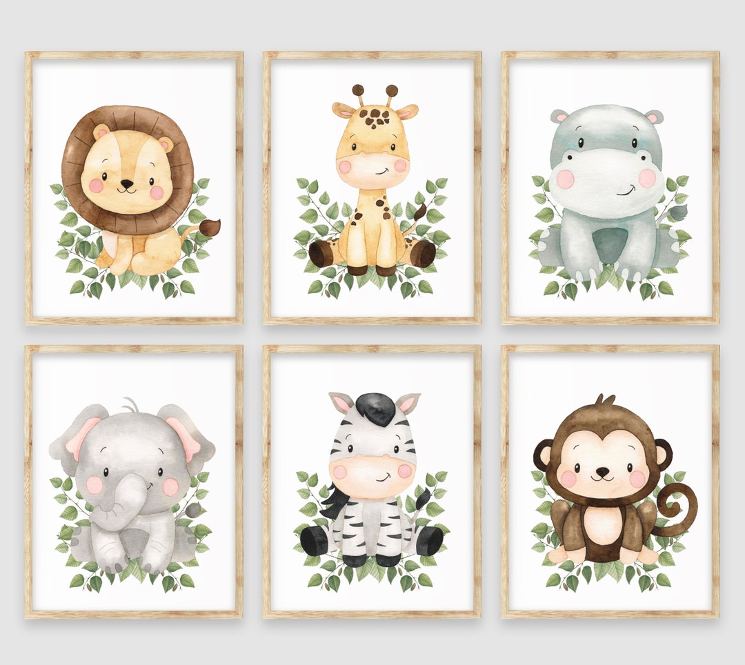 Safari Jungle Animals Nursery Wall Decor, Baby Boy Nursery Decor