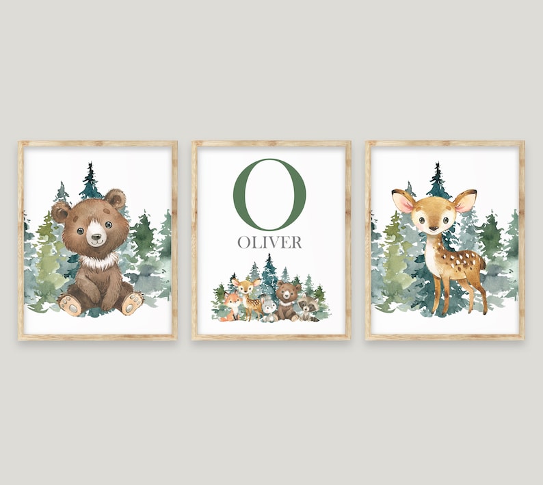 Woodland Nursery Wall Decor Woodland Animals Wall Decor Baby Etsy