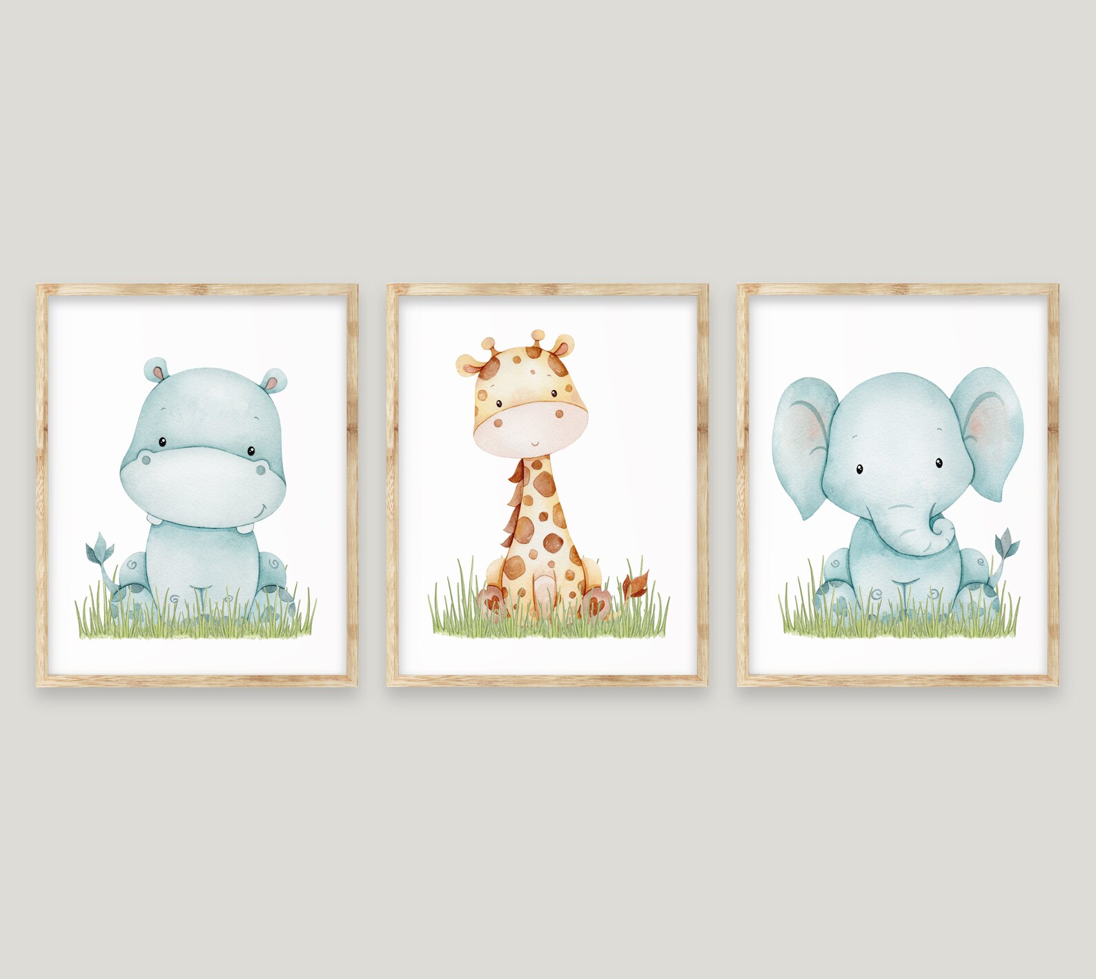 Baby Animals Nursery Wall Decor Baby Boy Nursery Giraffe Etsy