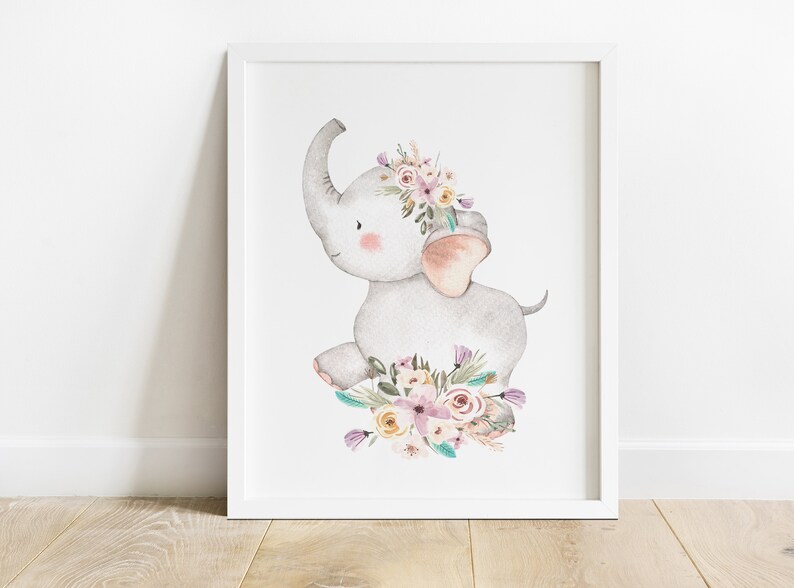 Elephant Nursery Wall Decor Elephant Nursery Wall Art Baby Etsy