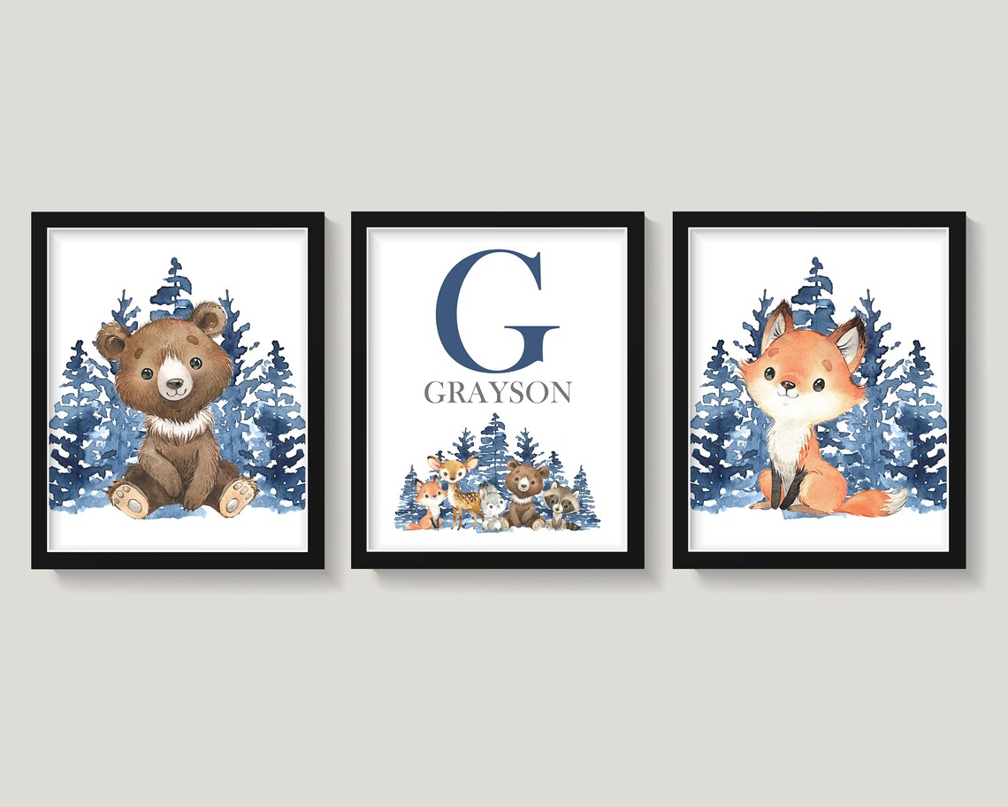 Woodland Nursery Wall Decor Woodland Animal Wall Decor Baby Etsy