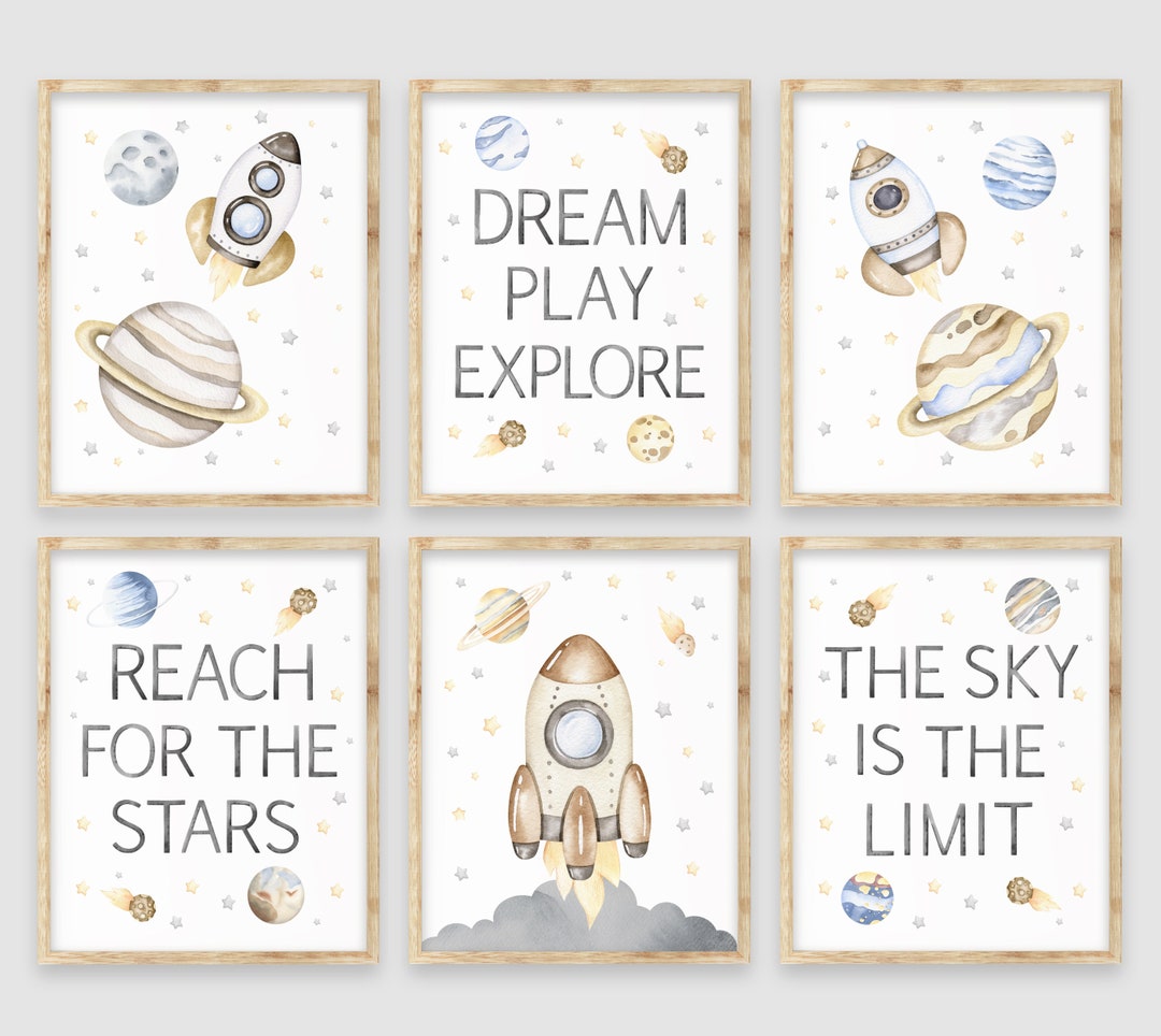 Outer Space Boy Room Decor, Rocket Neutral Nursery, Outer Space