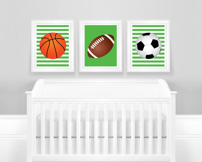 Sports Nursery Wall Decor Sports Wall Art Baby Boy Green Etsy