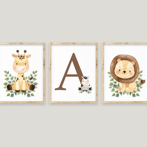 Baby Animals Nursery Wall Decor Baby Boy Nursery Giraffe Etsy