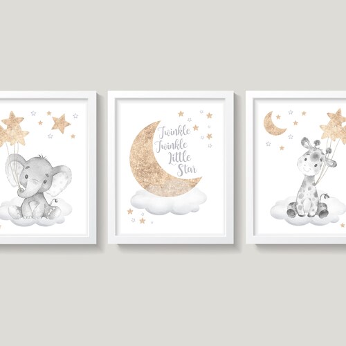 Elephant Nursery Wall Decor Giraffe Nursery Art Gender Etsy