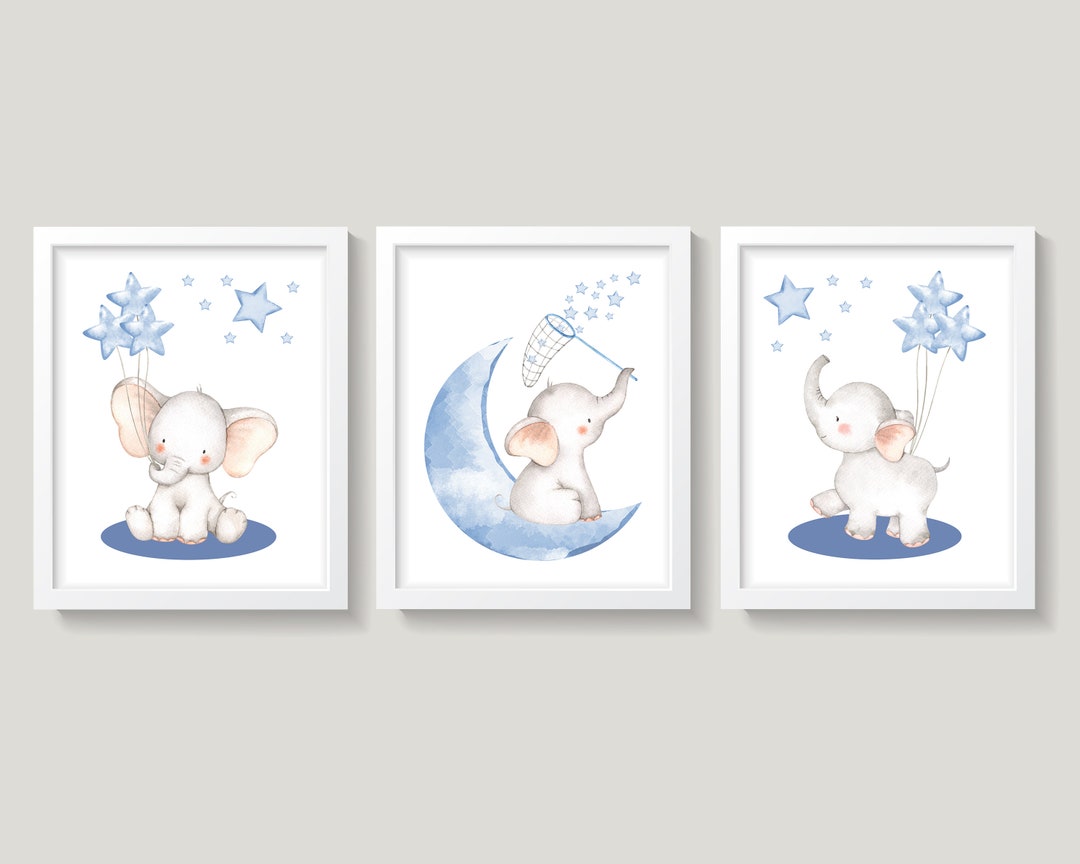 Elephant Nursery Wall Decor Baby Boy Nursery Decor Navy Blue - Etsy