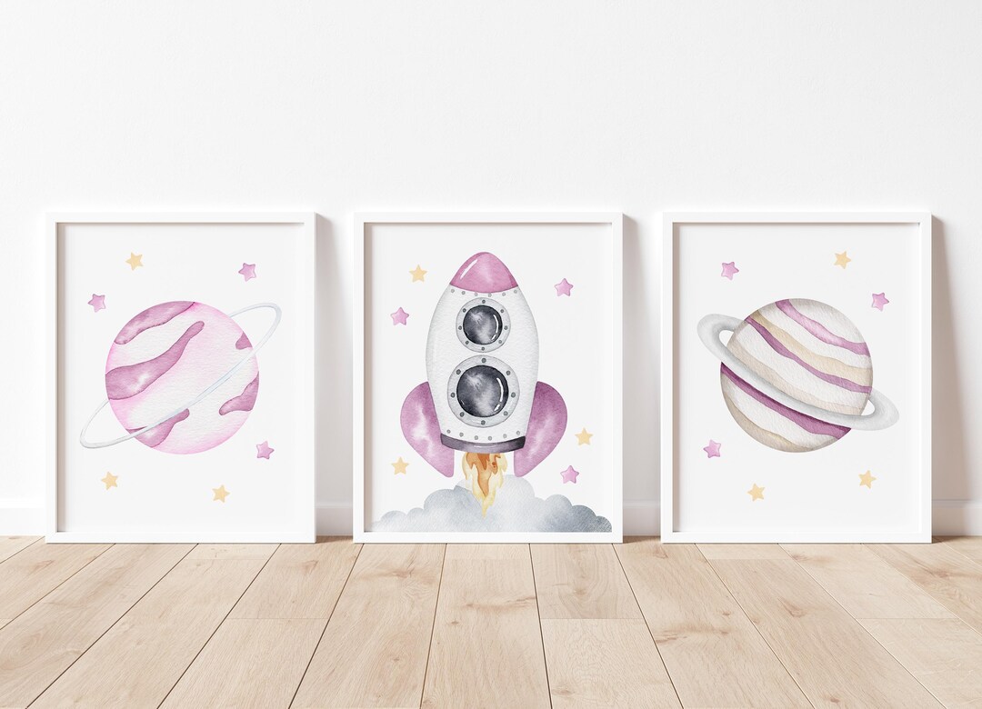 Outer Space Nursery Wall Decor, Baby Girl Space Themed Nursery, Planets ...