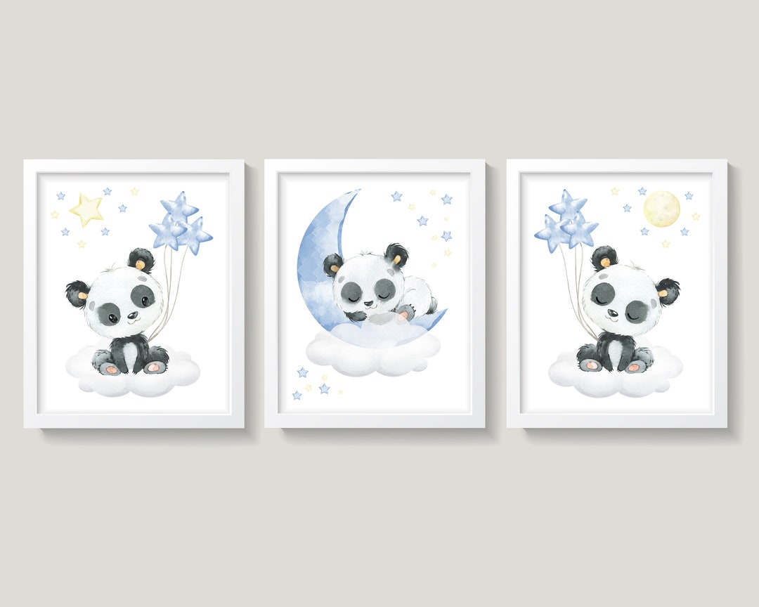Panda Nursery Wall Decor, Panda Bear Nursery, Baby Boy Nursery Decor ...