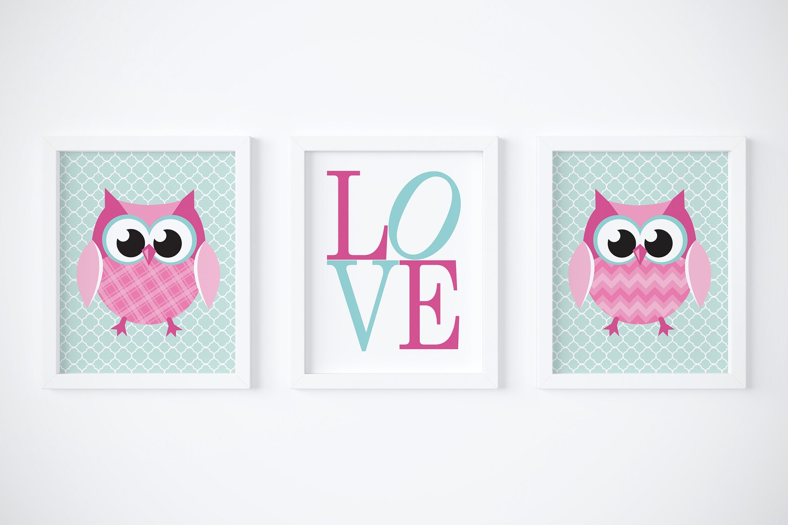 Owl Nursery Wall Art Decor Girl Owl Nursery Decor Pink and Etsy