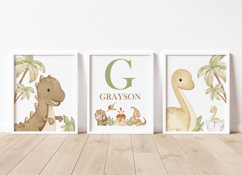 Dinosaur Nursery Wall Decor Dinosaur Nursery Art Neutral Etsy