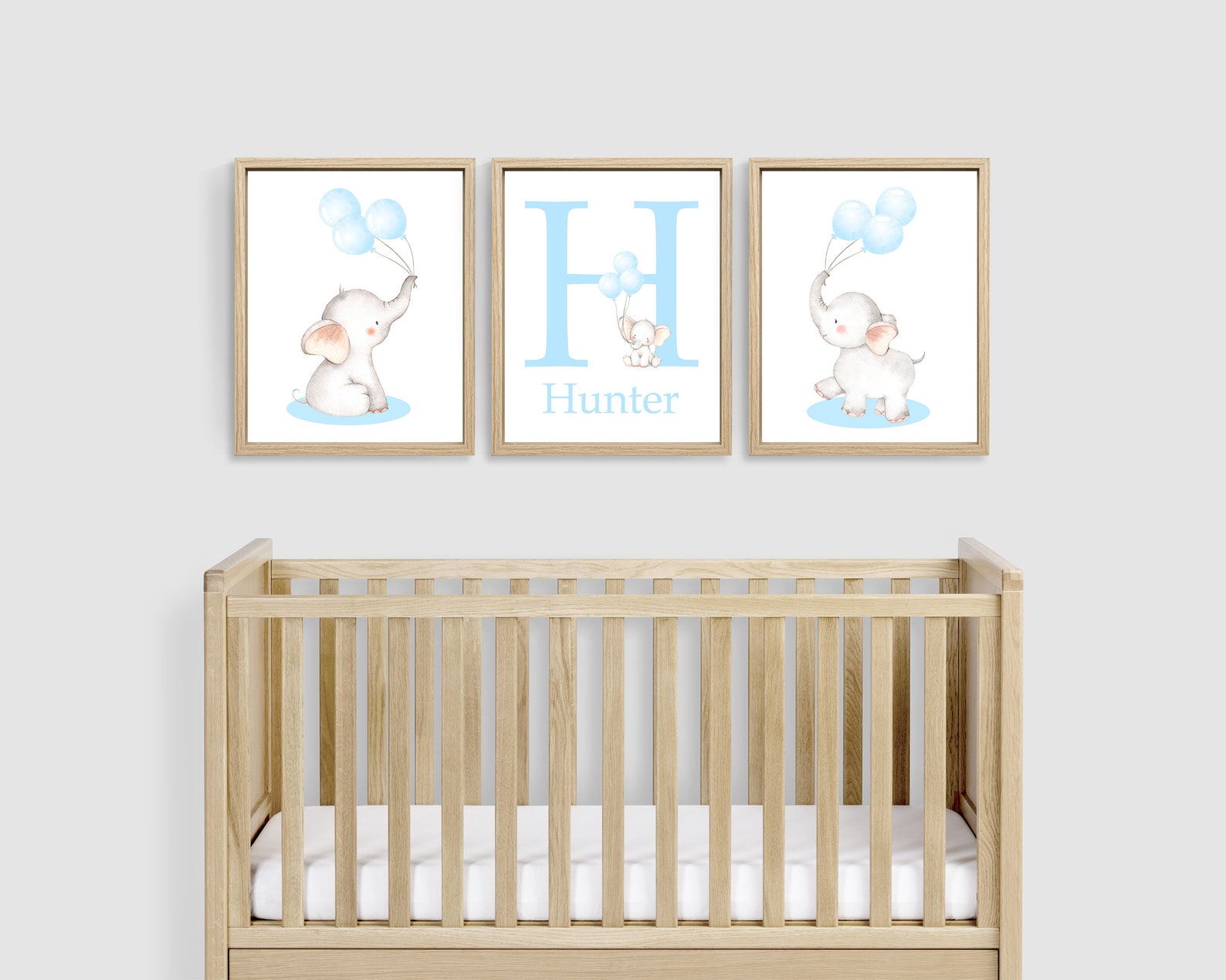 Baby Boy Nursery Art, Elephant Nursery Wall Decor, Blue Nursery Room ...