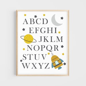 Outer Space Wall Decor, Alphabet Letters and Numbers Art, Boy Space ...