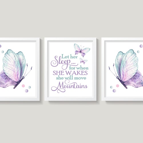 Purple Nursery Wall Decor for Baby Girl Nurseryfloral Etsy