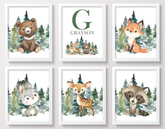 Woodland Animals Wall Decor, Woodland Nursery Wall Decor, Baby Boy