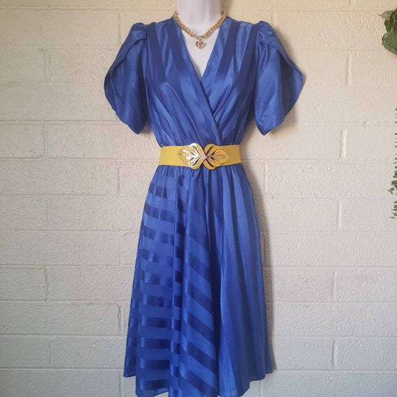 Vintage Royal Blue Striped Dress